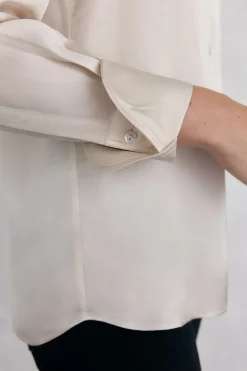 Pedro del Hierro Camisa satén lisa Beige New