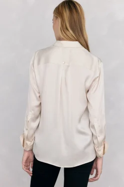 Pedro del Hierro Camisa satén lisa Beige New