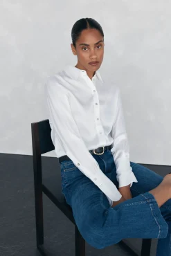 Pedro del Hierro Camisa satén oversize Blanco Sale