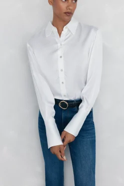 Pedro del Hierro Camisa satén oversize Blanco Sale