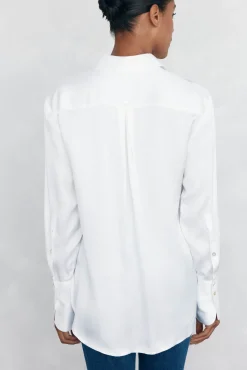 Pedro del Hierro Camisa satén oversize Blanco Sale