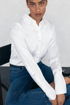 Pedro del Hierro Camisa satén oversize Blanco Sale