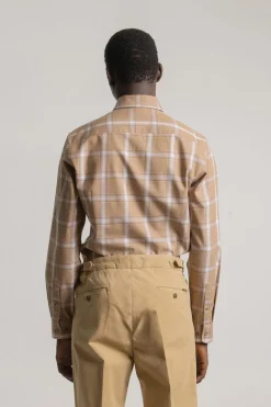 PuroEGO Camisa slim algodón cuadro tartán Marr&oacute;n Online