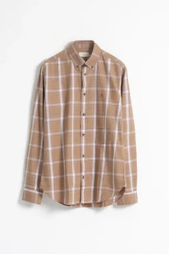 PuroEGO Camisa slim algodón cuadro tartán Marr&oacute;n Online