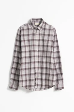 PuroEGO Camisa slim algodón cuadro tartán Marr&oacute;n Hot