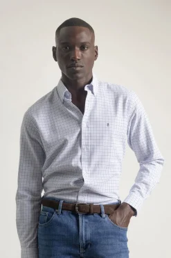 PuroEGO Camisa slim fit algodón cuadros Azul Best