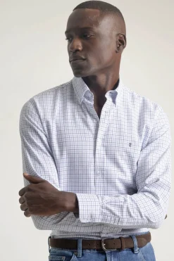 PuroEGO Camisa slim fit algodón cuadros Azul Best