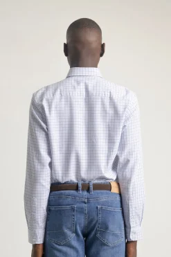 PuroEGO Camisa slim fit algodón cuadros Azul Best