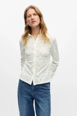 Object Camisa tejido bordado Blanco Clearance