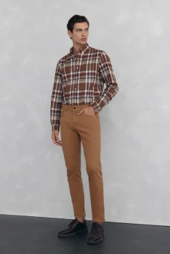 Pedro del Hierro Camisa twill cuadros Burdeos Clearance