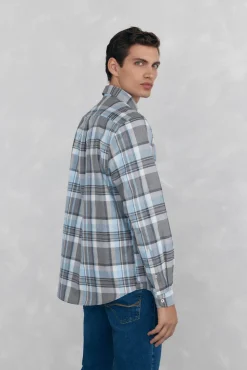 Pedro del Hierro Camisa twill cuadros Gris Hot