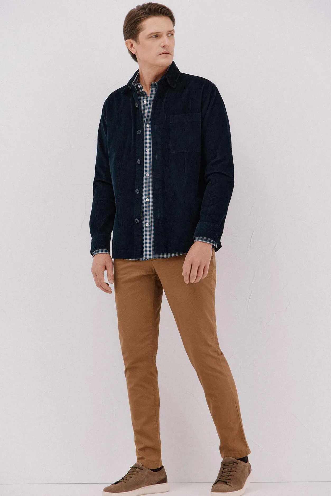 Cortefiel Camisa twill cuadros Azul marino New