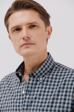 Cortefiel Camisa twill cuadros Azul marino New