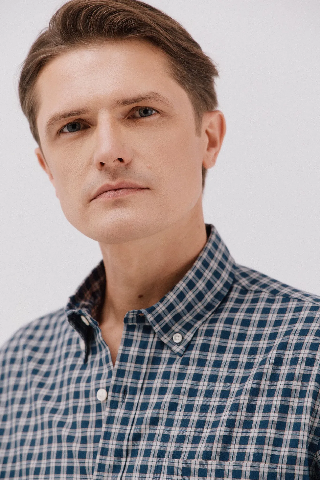 Cortefiel Camisa twill cuadros Azul marino New