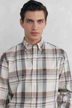 Pedro del Hierro Camisa twill cuadros Beige Outlet