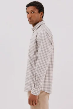 Cortefiel Camisa twill cuadros Beige Clearance