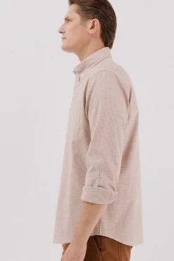 Cortefiel Camisa twill cuadros Camel New