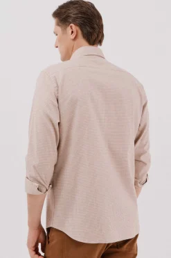 Cortefiel Camisa twill cuadros Camel New