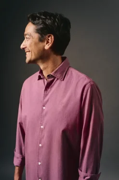 OOTO Camisa twill liso tencel algodón Vino Outlet