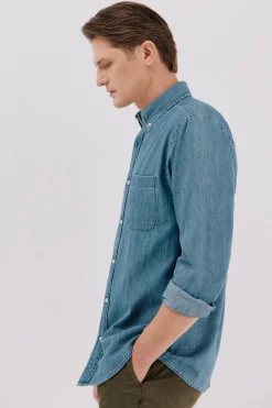 Cortefiel Camisa vaquera Azul marino Hot