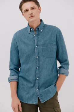 Cortefiel Camisa vaquera Azul marino Hot