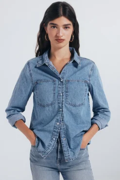 Springfield Camisa vaquera bolsillos azul Clearance