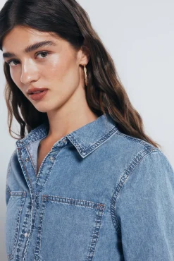 Springfield Camisa vaquera bolsillos azul Clearance