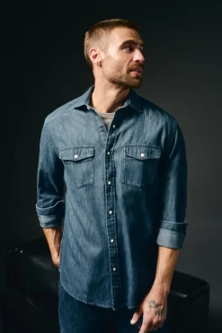 OOTO Camisa vaquera con bolsillos Azul