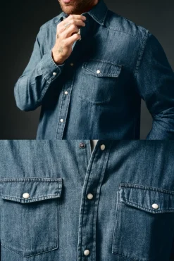 OOTO Camisa vaquera con bolsillos Azul