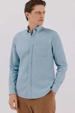 Cortefiel Camisa vaquera con bolsillo Azul marino Best