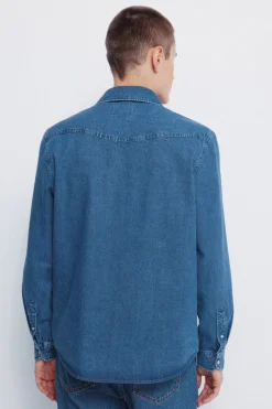 Springfield Camisa vaquera con canesú azul Online