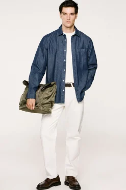 Selected Camisa vaquera ligera 100% algodón orgánico. Azul marino New