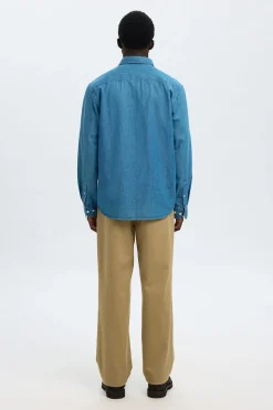 Selected Camisa vaquera ligera 100% algodón orgánico. Azul Sale