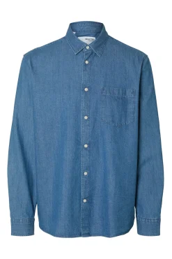 Selected Camisa vaquera ligera 100% algodón orgánico. Azul Sale