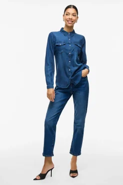 Vila Camisa vaquera manga larga Azul Online