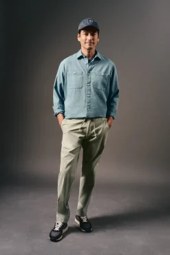 OOTO Camisa vaquera tejido espiga Azul Hot