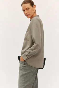 Cortefiel camisa vaquera tencel Verde