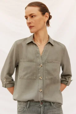 Cortefiel camisa vaquera tencel Verde