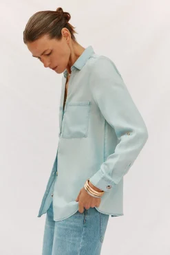 Cortefiel camisa vaquera tencel Azul oscuro Hot