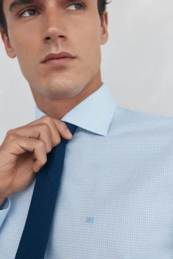 Pedro del Hierro Camisa vestir cuadros non iron + antimanchas Azul Best