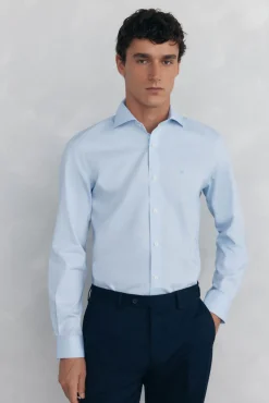 Pedro del Hierro Camisa vestir estructura non iron + antimanchas slim fit Azul Clearance