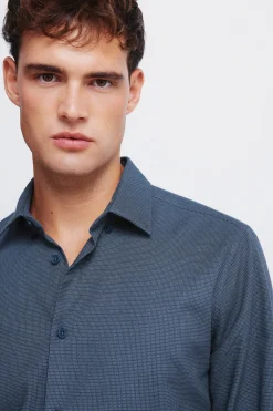 Springfield Camisa vestir estructura bicolor azul Outlet