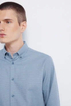 Springfield Camisa vestir estructura bicolor azul