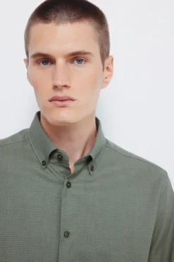 Springfield Camisa vestir estructura bicolor kaki New