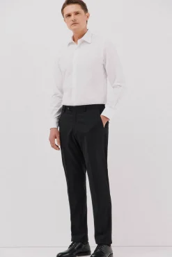 Cortefiel Camisa vestir lisa algodón tencel Blanco Sale