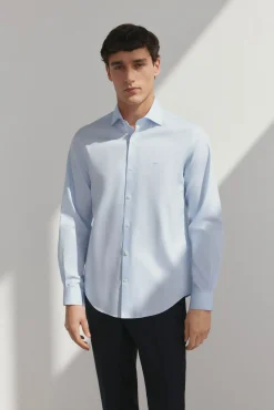Pedro del Hierro Camisa vestir lisa non iron + antimanchas Azul Hot