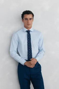 Pedro del Hierro Camisa vestir lisa non iron + antimanchas slim fit Azul Outlet