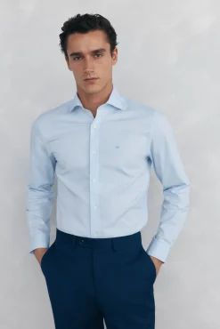 Pedro del Hierro Camisa vestir lisa non iron + antimanchas slim fit Azul Outlet