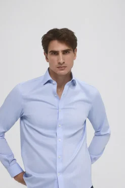 Pedro del Hierro Camisa vestir non iron y antimanchas lisa tailored fit Azul Hot