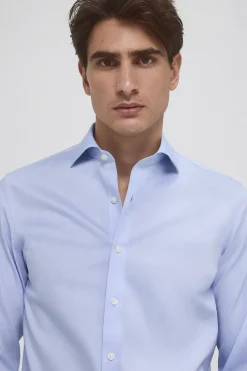 Pedro del Hierro Camisa vestir non iron y antimanchas lisa tailored fit Azul Hot